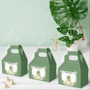 Watercolor Cute Dinosaur Greenery Boy Baby Shower Favor Boxes