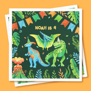 Watercolor Cute Dinosaurs Boys Birthday Party Napkins