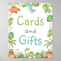 Watercolor Cute Dinosaurs Greenery Cards and Gifts