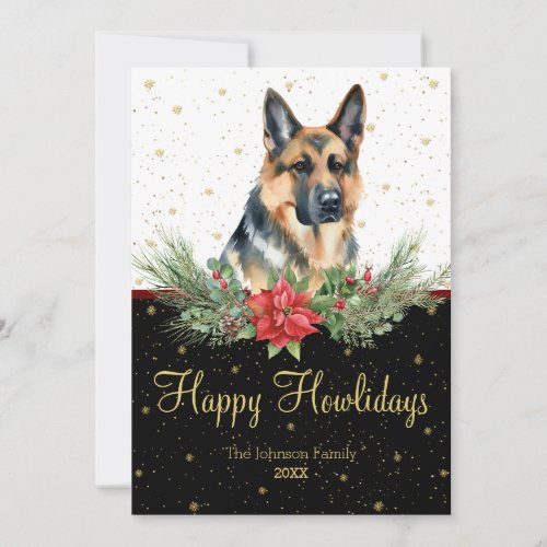 Watercolor Cute Dog Happy Howlidays Holiday Card