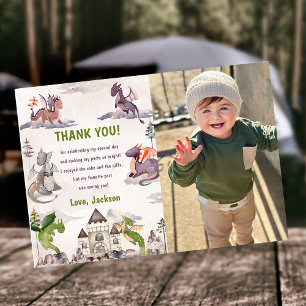 Watercolor Cute Dragon Birthday Thank You Card