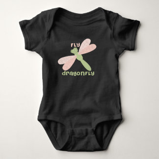 Watercolor cute dragonfly baby bodysuit
