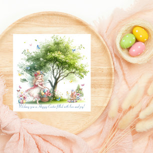 Watercolor Cute Easter Spring Fairy Holiday Card