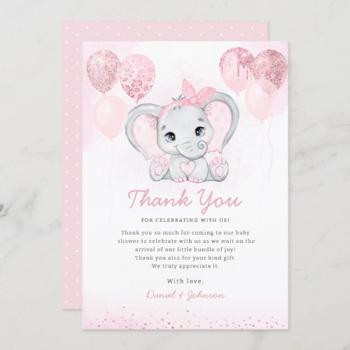  Watercolor Cute Elephant Baby Shower Thank You  Invitation