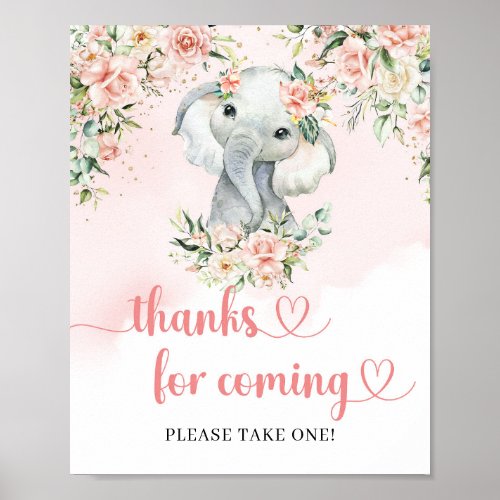 Watercolor cute elephant thanks for coming sign