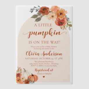 Watercolor Cute Fall A Little Pumpkin Baby Shower Vellum Invitations