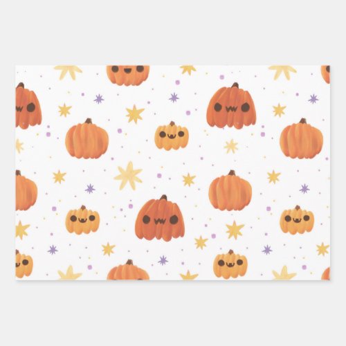 Watercolor Cute fall colors halloween  Wrapping Paper Sheets