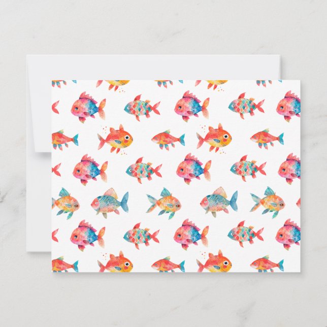 Watercolor Cute Fish Personalize Stationery  Note Card (Back)