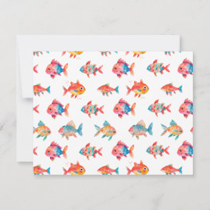Watercolor Cute Fish Personalize Stationery Note Card