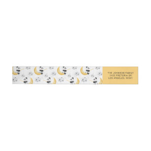 Watercolor Cute Fishing Panda Twinkle Twinkle Wrap Around Label