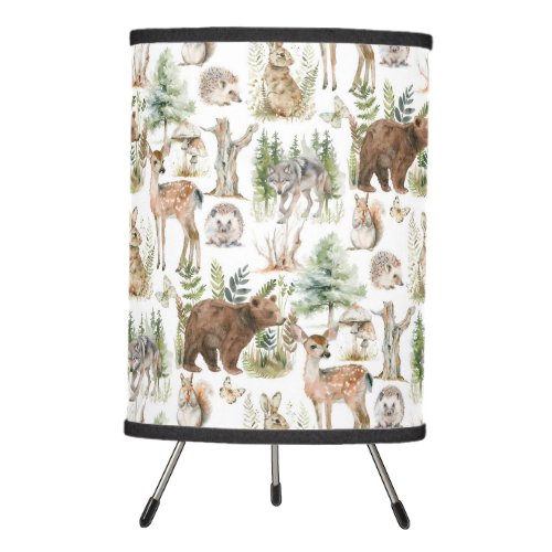 Watercolor Cute Forest Animals Tripod Lamp