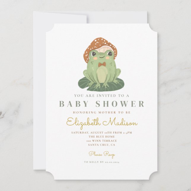 Watercolor Cute Frog  Baby Shower Invitation (Front)