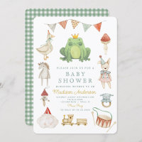 Watercolor Cute Frog Baby Shower Invitation