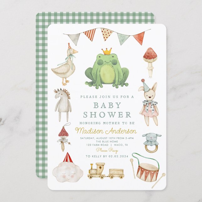 Watercolor Cute Frog  Baby Shower Invitation (Creator Uploaded)