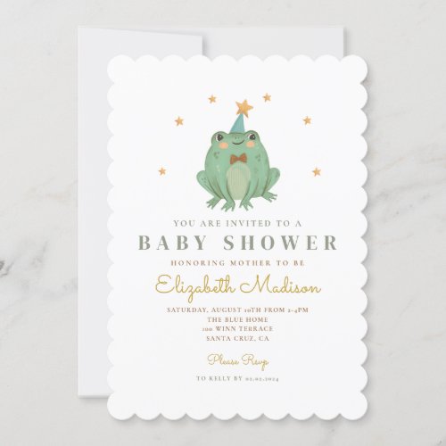 Watercolor Cute Frog  Baby Shower Invitation