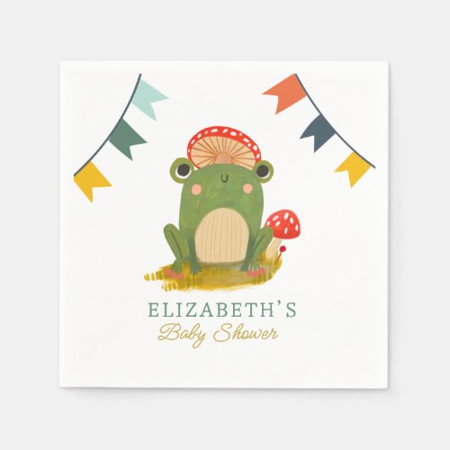 Watercolor Cute Frog Baby Shower Napkins