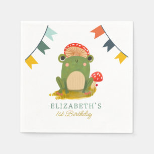 Watercolor Cute Frog birthday Napkins