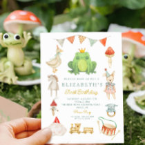 Watercolor Cute Frog Toys Cottage First Birthday Invitation