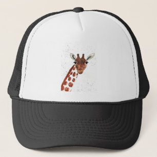 Watercolor Cute Giraffe animal Safari Jungle Art Trucker Hat