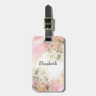 Watercolor Cute girly boho floral personalized Lug Luggage Tag
