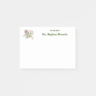 Watercolor Cute Girly Pink Floral From The Desk Of
