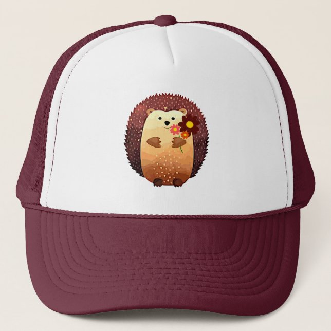 Watercolor Cute Hedgehog Animal Trucker Hat (Front)