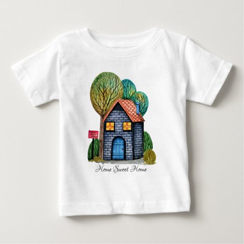 Watercolor Cute Home Sweet Home Art Baby T_Shirt