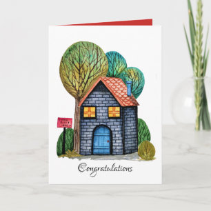 Watercolor Cute Home Sweet Home Art Card