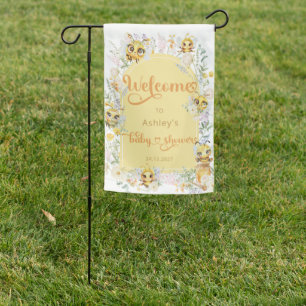 Watercolor Cute Honey Bee Baby Shower Garden Flag