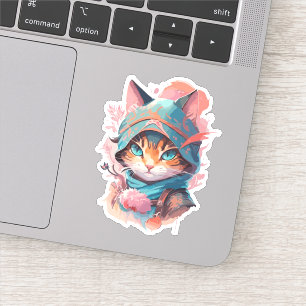 Watercolor Cute Hooded Ninja Cat Sticker