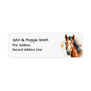Watercolor Cute Horse Farm Animal Art Label