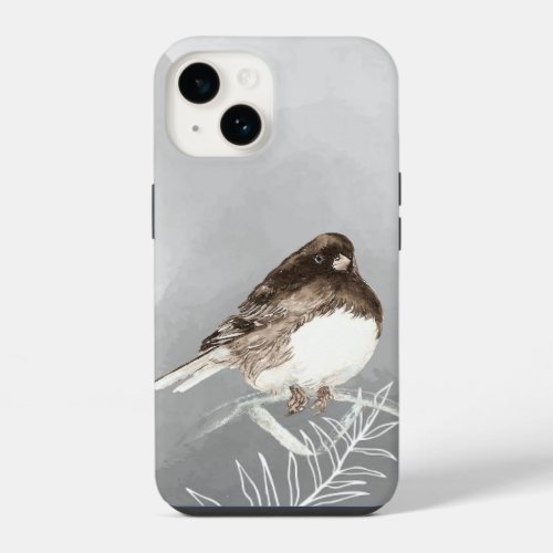 Watercolor Cute Junco Bird Wildlife Nature Art iPhone 14 Case