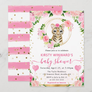 Watercolor Cute Jungle Tiger Baby Shower Invitation