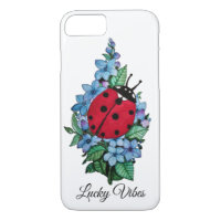 Watercolor Cute Ladybird With Blue Wild Flowers iPhone 8/7 Case