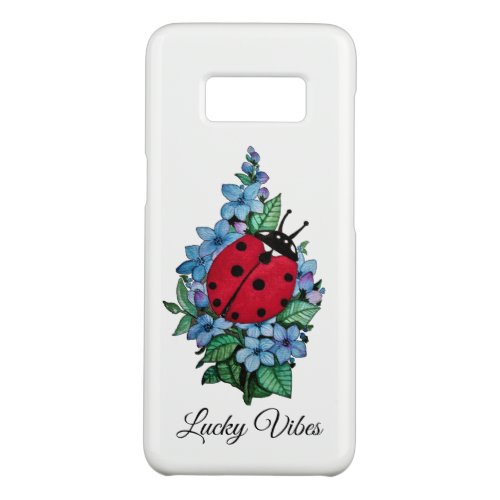 Watercolor Cute Ladybird With Blue Wild Flowers Case_Mate Samsung Galaxy S8 Case