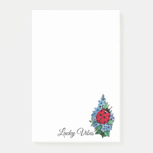 Watercolor Cute Ladybird With Blue Wild Flowers Post-it Notes