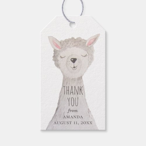 Watercolor cute lama Kids birthday thank you  Gift Tags