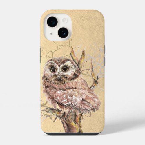 Watercolor Cute Little Baby Owl Bird Nature Art iPhone 14 Case