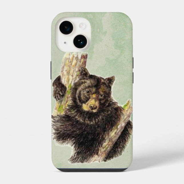 Watercolor Cute Little Black Bear Animal Art iPhone Case (Back)