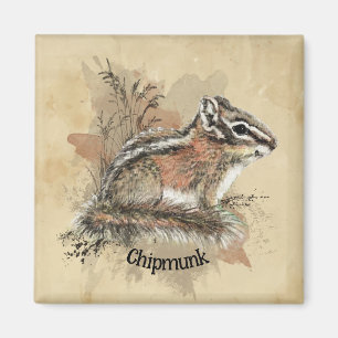 Watercolor Cute Little Chipmunk Animal Wildlife Magnet