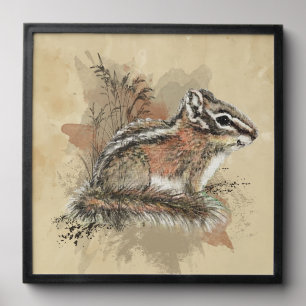 Watercolor Cute Little Chipmunk Animal Wildlife Peel And Stick Photo Tile