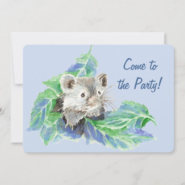 Watercolor Cute Little Hamster  Birthday Custom  Invitation (Front)