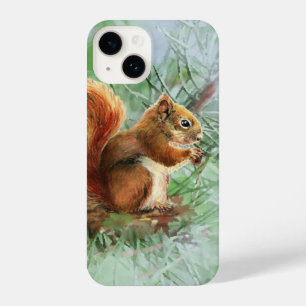 Watercolor Cute Little Red Squirrel Animal Art iPhone 14 Case