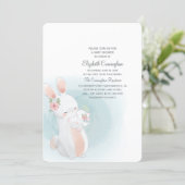 Watercolor Cute Mama Rabbit Baby Shower Invitation (Standing Front)