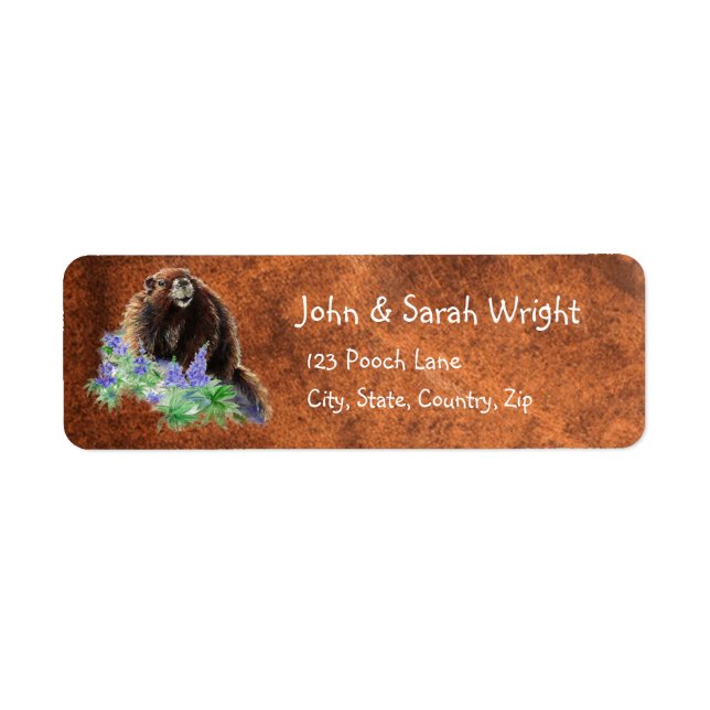 Watercolor Cute Marmot Animal Address Label (Front)