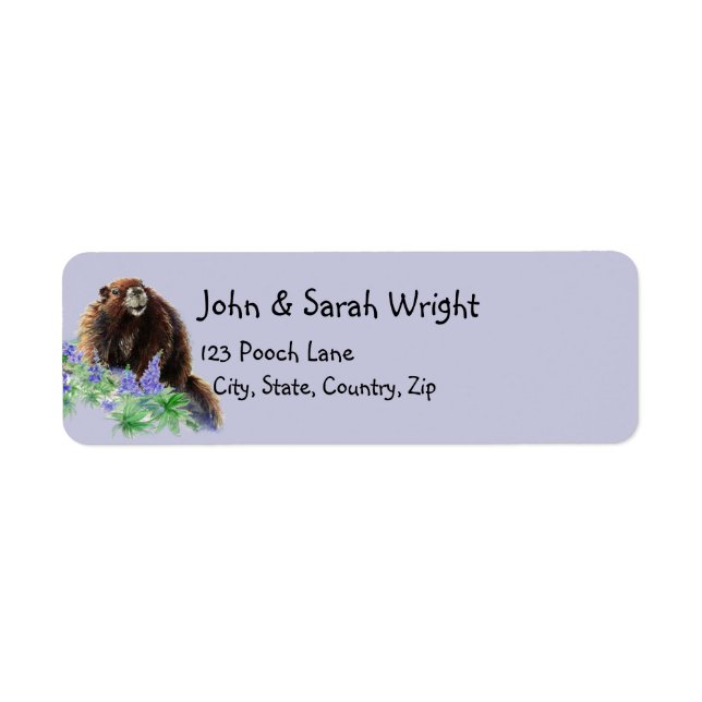 Watercolor Cute Marmot Animal Address Label (Front)