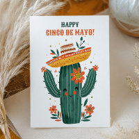 Watercolor Cute Mexican Cactus Happy Cinco de Mayo