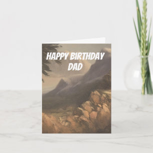 Watercolor Cute mountain Happy Birthday card Dad