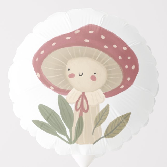 Watercolor Cute Mushroom birthday  Balloon (Front)