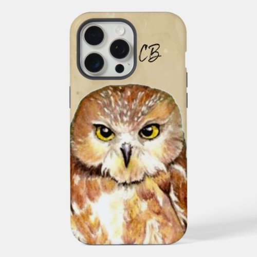 Watercolor Cute Owl Bird Animal Nature Wildlife  iPhone 15 Pro Max Case